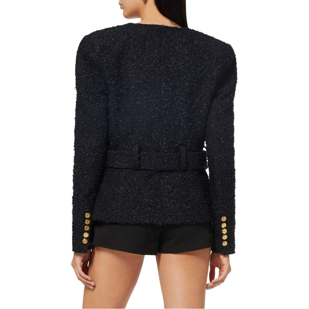 Crystal Logo Metallic Tweed Blazer