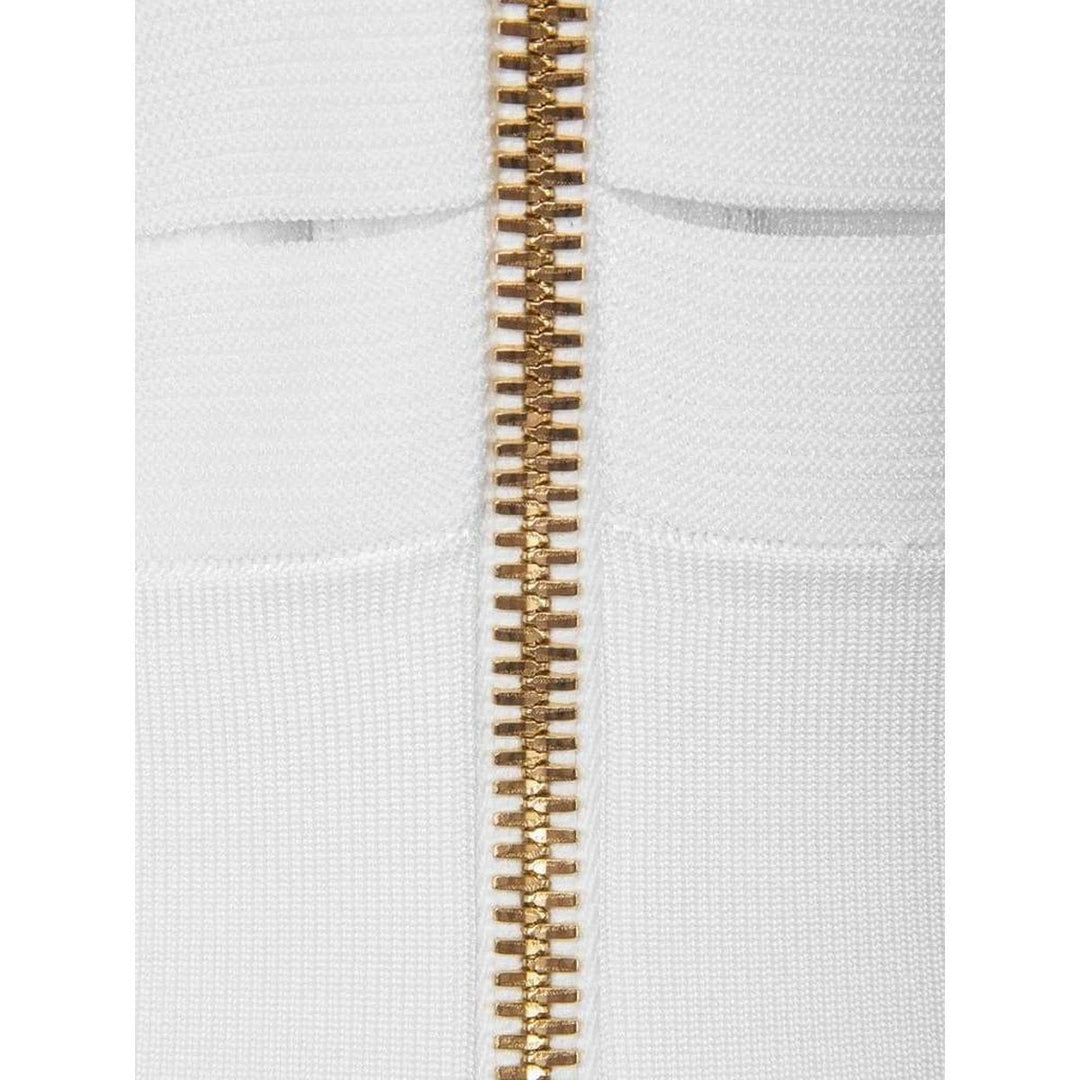 Deep V-Neck White Cocktail Knit Dress