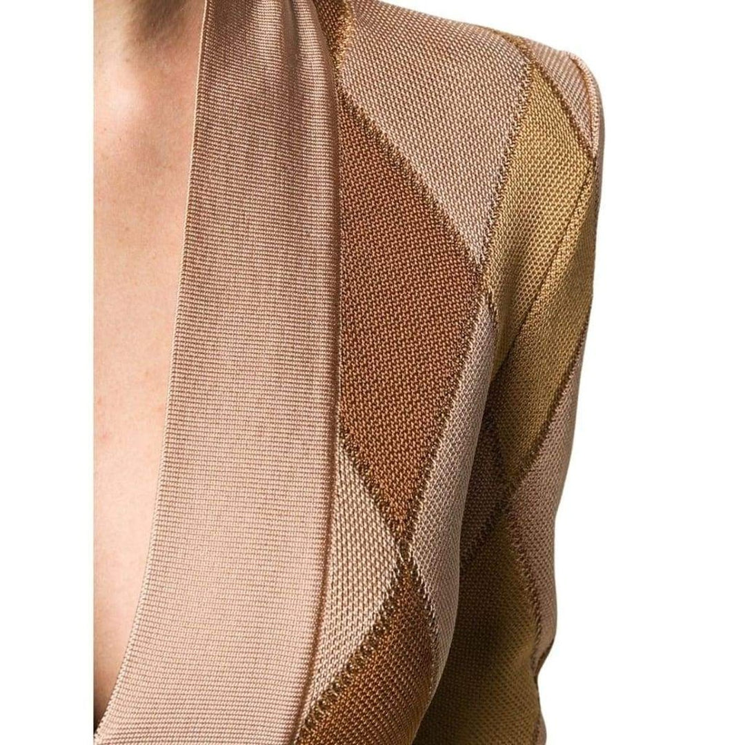 Diamond Jacquard V-neck Knitted Dress