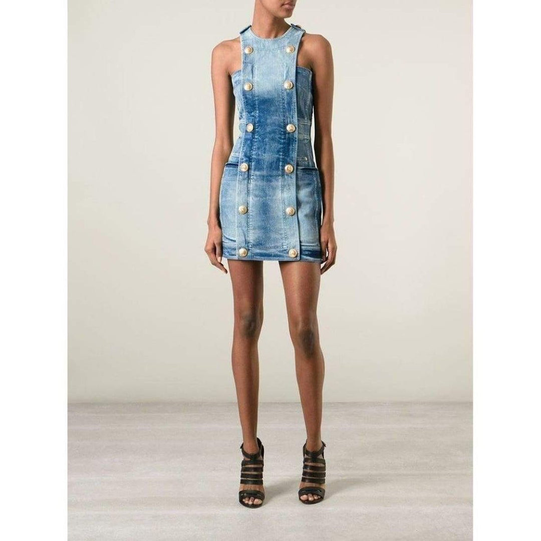 Double-Breasted Denim Dress
