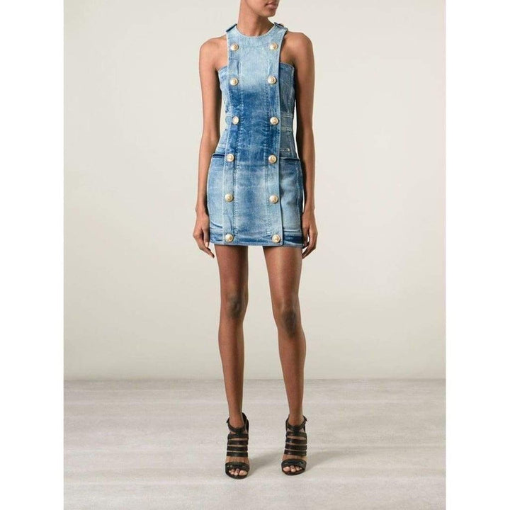 Double-Breasted Denim Dress
