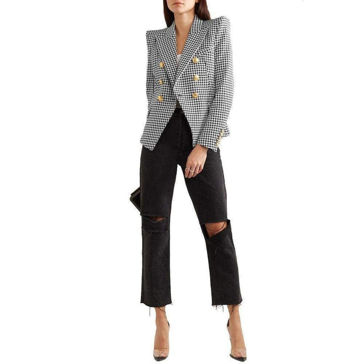 Double-breasted Houndstooth  Blazer