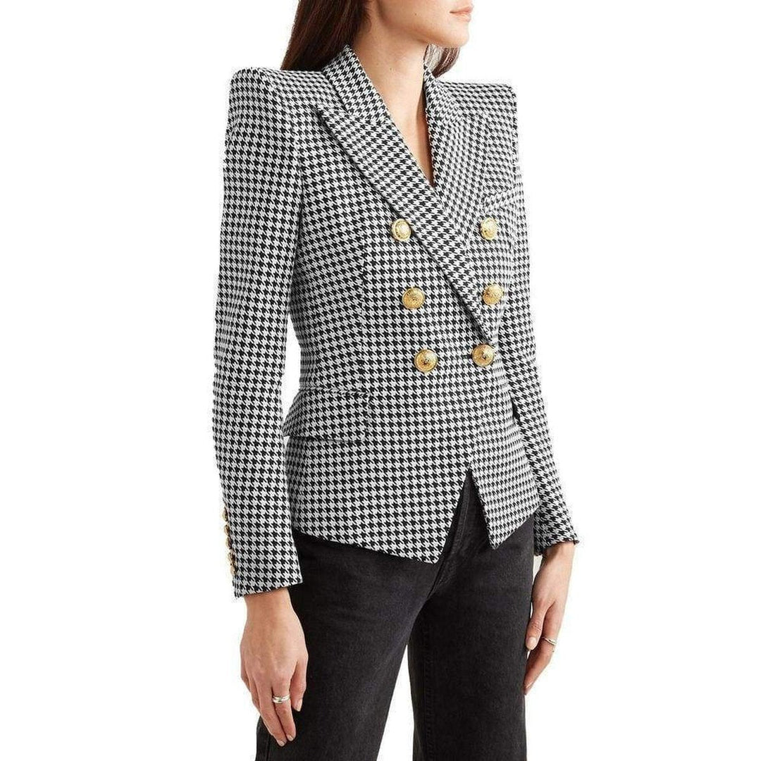 Double-breasted Houndstooth  Blazer