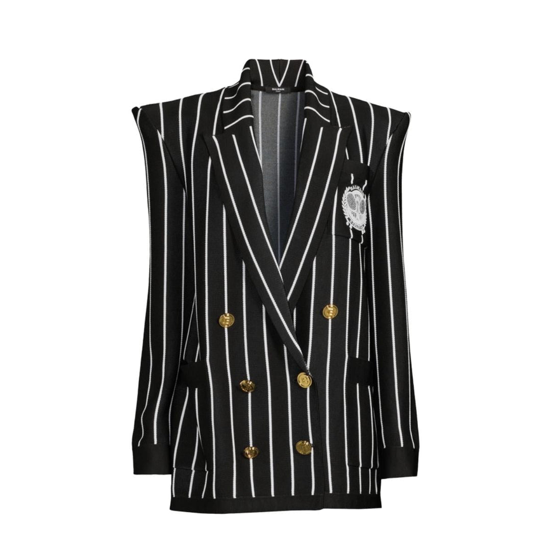 Balmain-Double-Breasted Knit Blazer - Runway Catalog