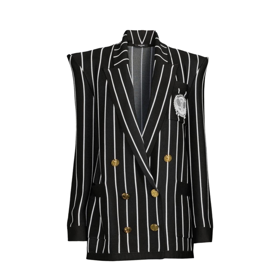 Balmain-Double-Breasted Knit Blazer - Runway Catalog