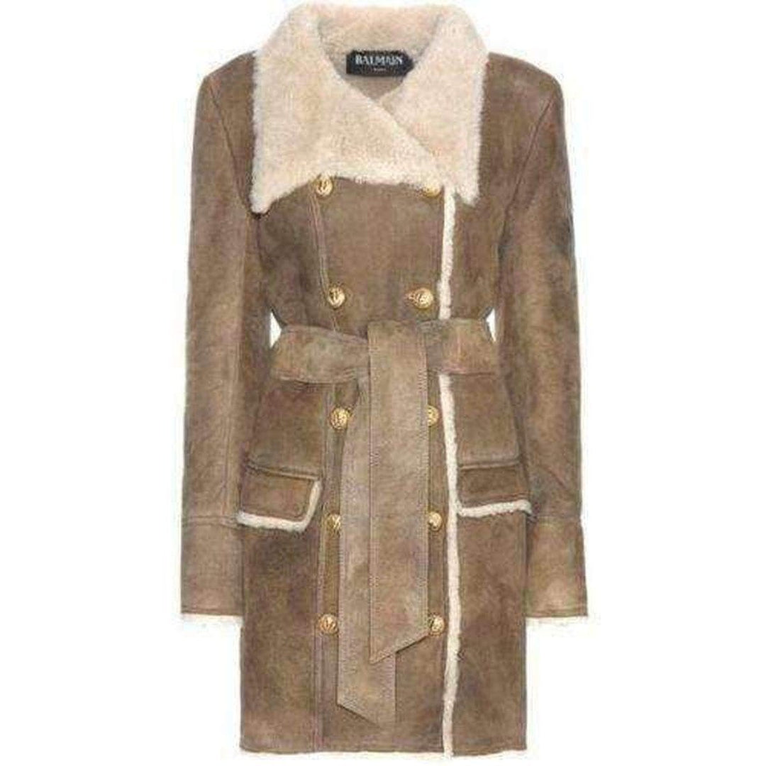 Balmain-Double Breasted Lambskin Coat - Runway Catalog