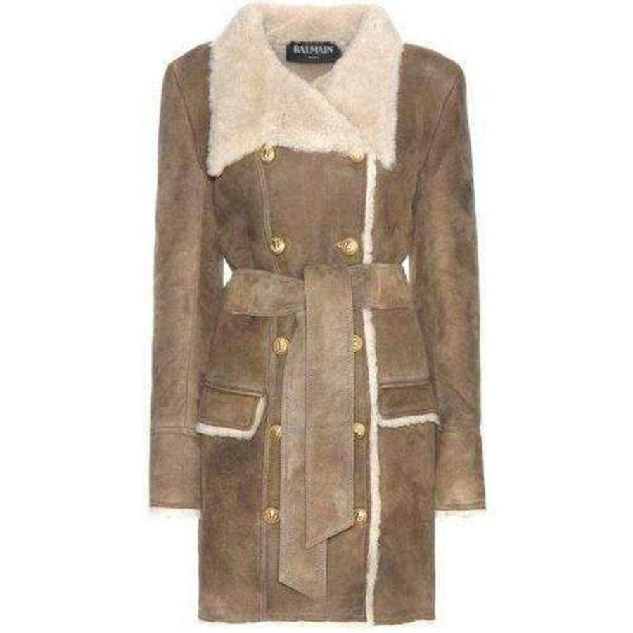 Balmain-Double Breasted Lambskin Coat - Runway Catalog