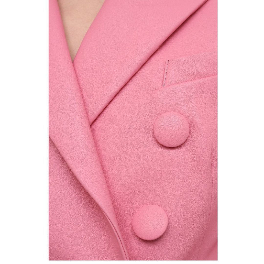 Double-Breasted Leather Blazer