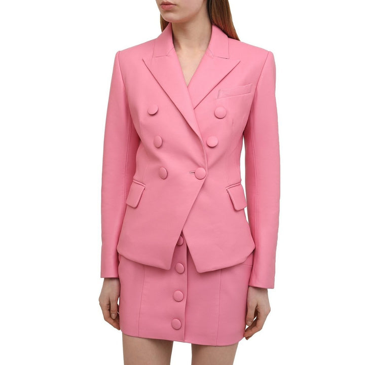 Double-Breasted Leather Blazer