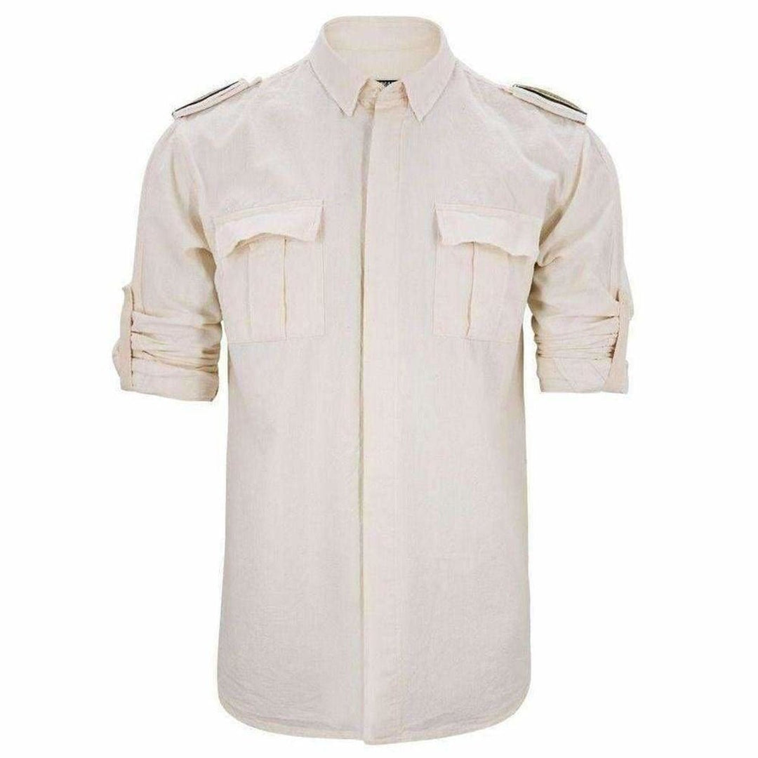 Ecru Linen Military Shirt
