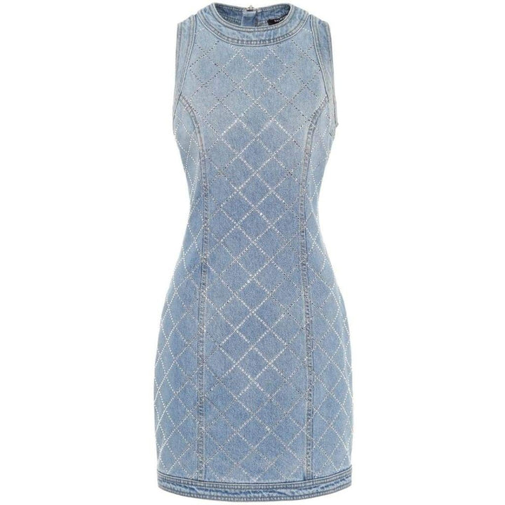 Balmain-Embellished Denim Mini Dress - Runway Catalog
