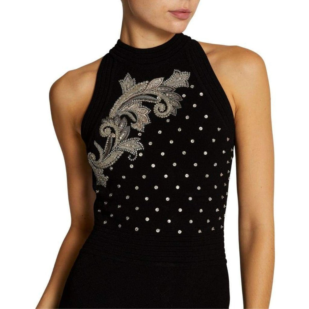 Embroidered Knit Midi Dress