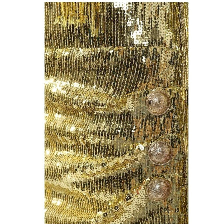 Fringed Gold Sequined Midi Dress