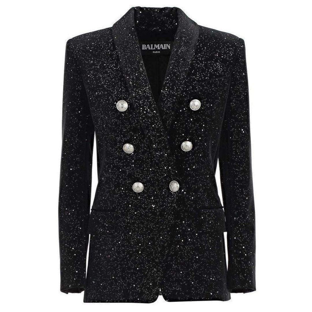 Balmain-Glittered Double Breasted Blazer - Runway Catalog
