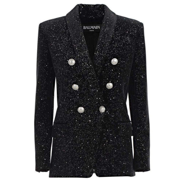 Balmain-Glittered Double Breasted Blazer - Runway Catalog