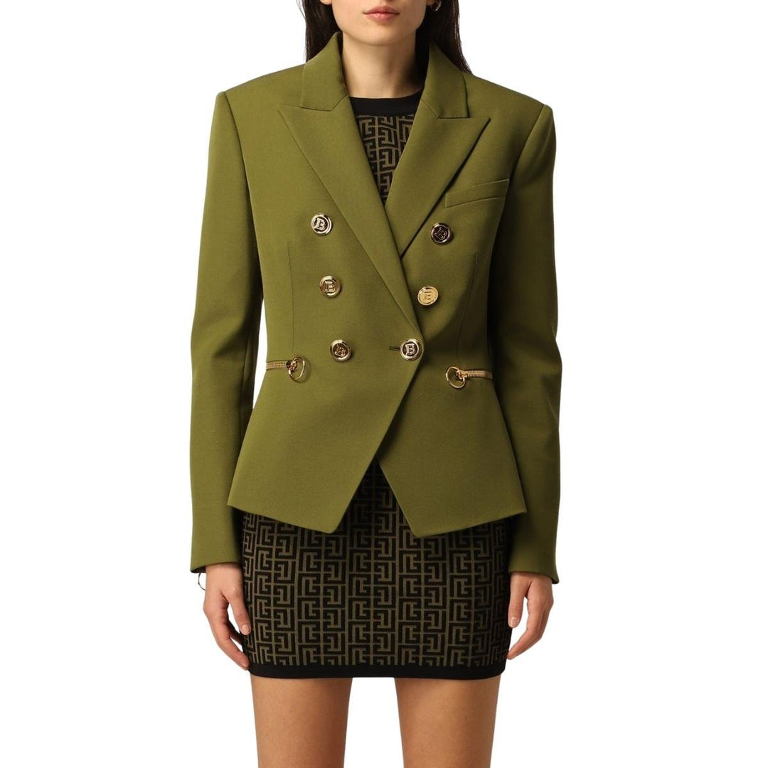 Green Wool Double-breasted Blazer