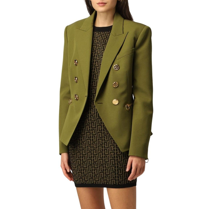Green Wool Double-breasted Blazer