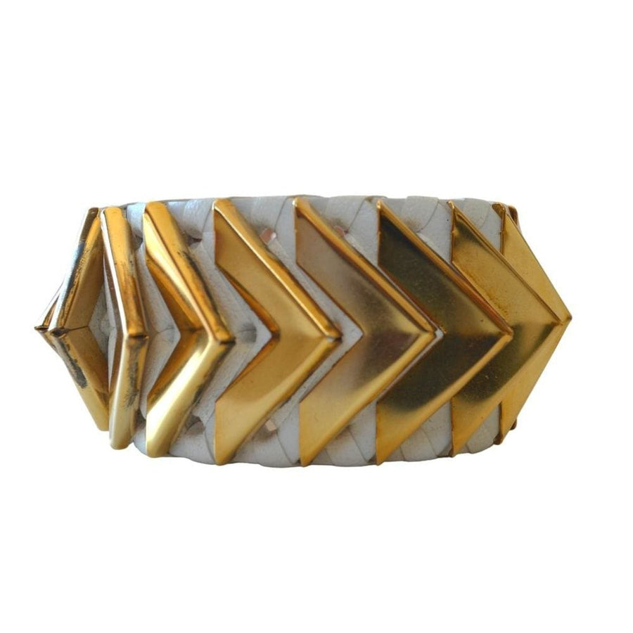 Balmain-Greta Small White Napa Leather Bracelet - Runway Catalog