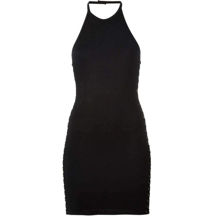 Balmain-Halter Neck Mini Dress with Lace Details 6917506M - Runway Catalog