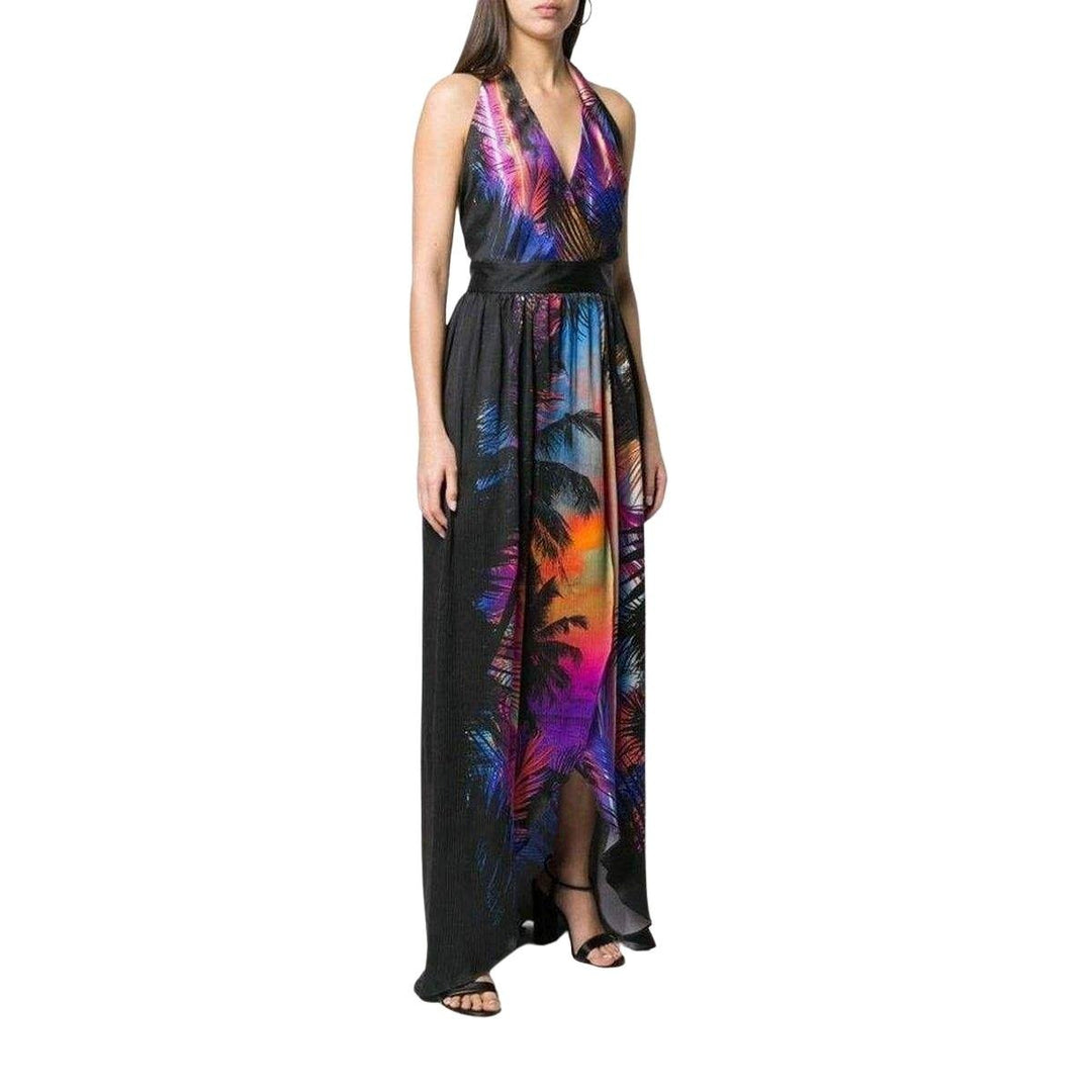Halter Neck Printed Silk Dress