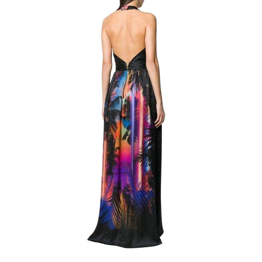 Halter Neck Printed Silk Dress