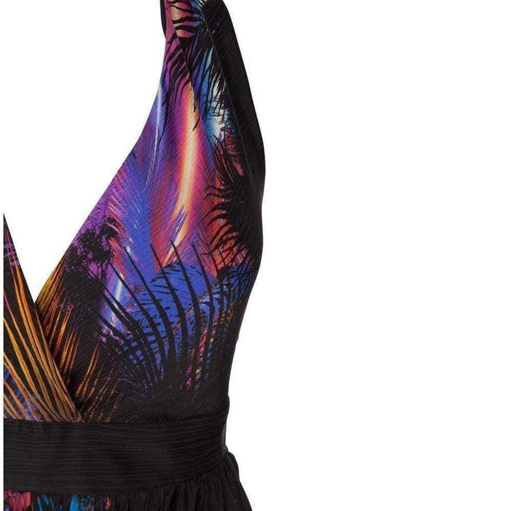 Halter Neck Printed Silk Dress