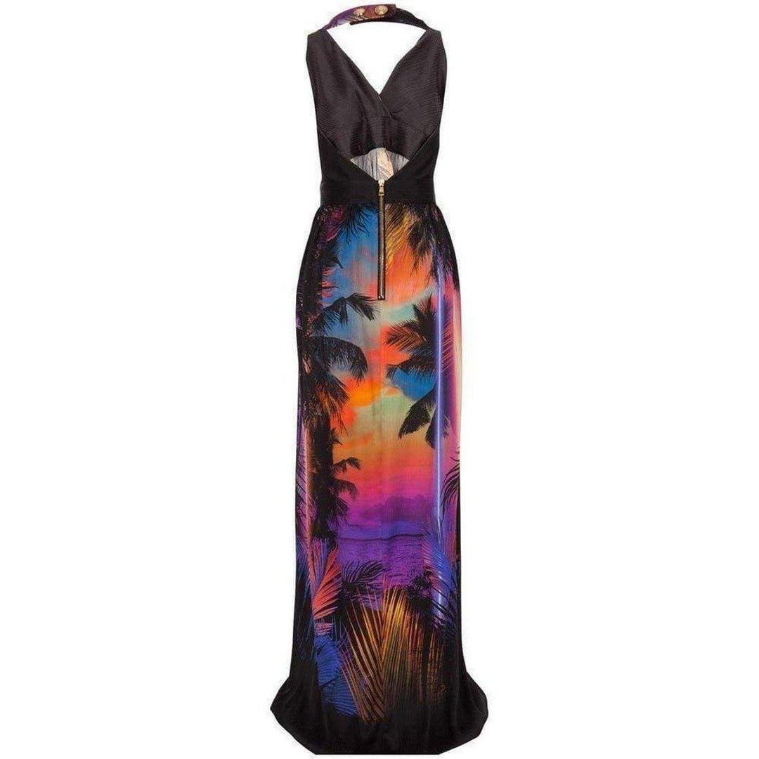 Halter Neck Printed Silk Dress