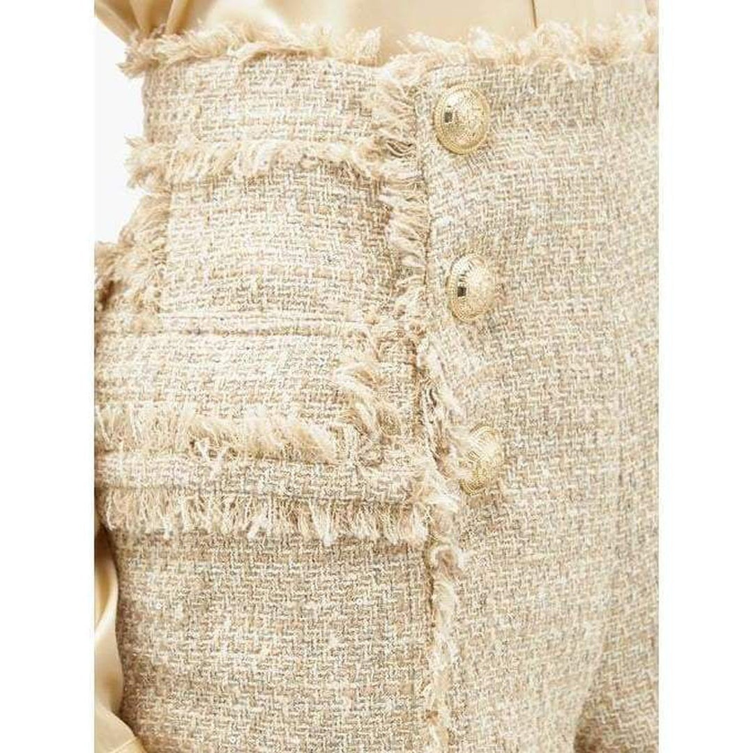 High-rise cotton-blend tweed shorts
