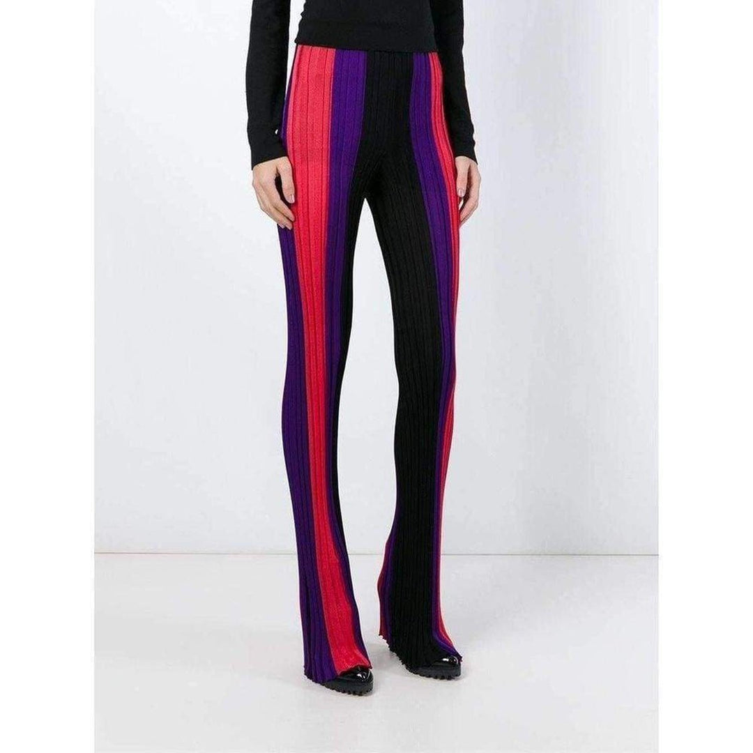 High Waist Ribbed Striped Pants