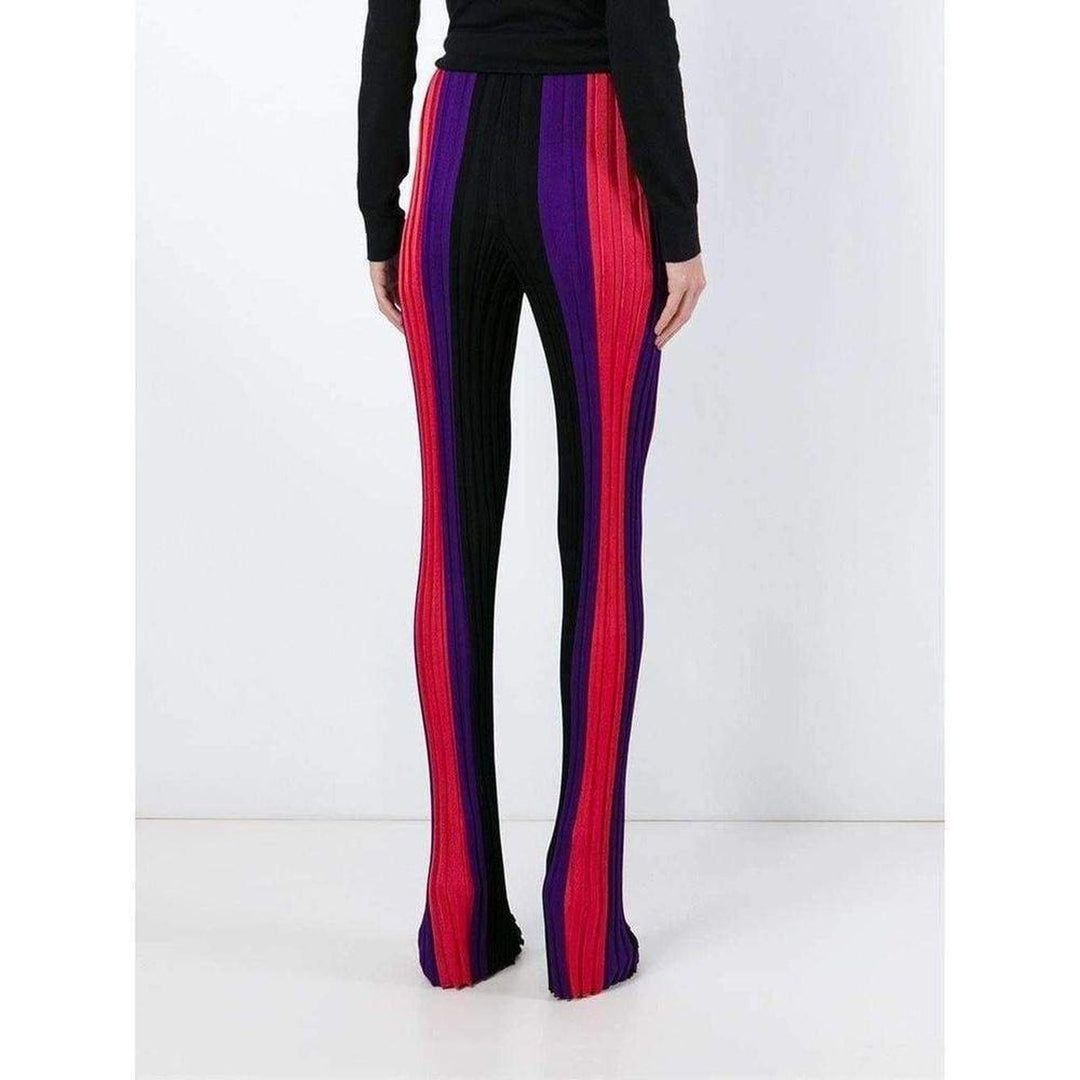 High Waist Ribbed Striped Pants