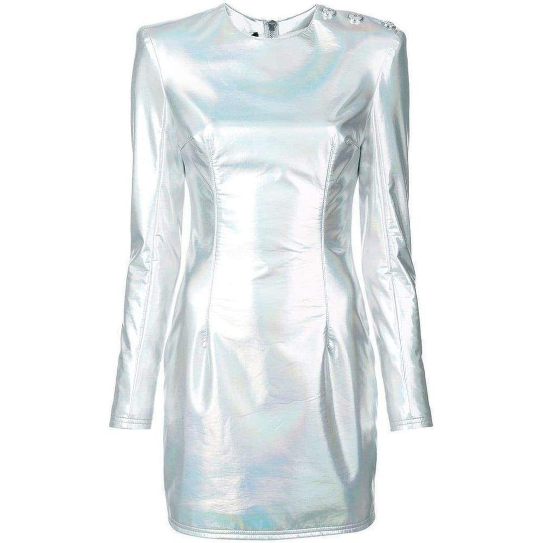Balmain-Holographic Mini Silver Dress - Runway Catalog