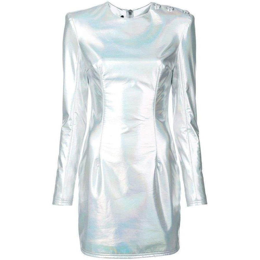 Balmain-Holographic Mini Silver Dress - Runway Catalog