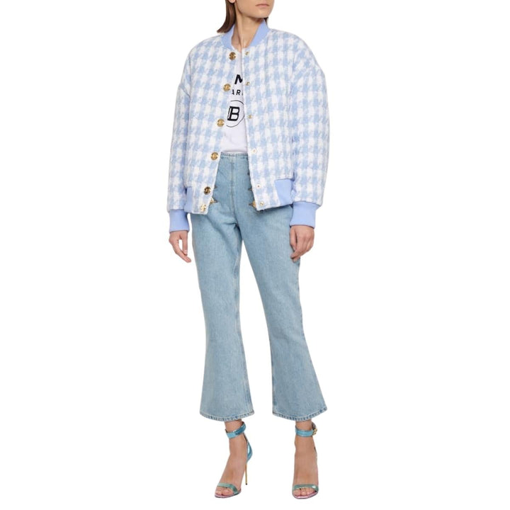 Houndstooth Cotton-Blend  Tweed Jacket