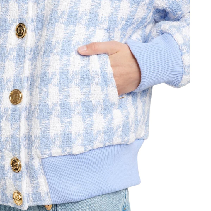 Houndstooth Cotton-Blend  Tweed Jacket
