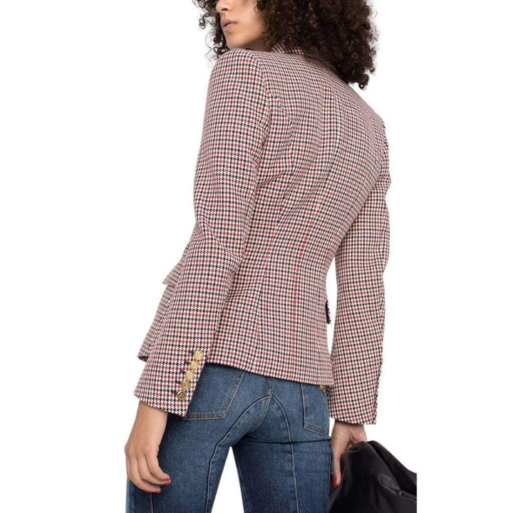 Houndstooth Double-breasted Wool Blazer