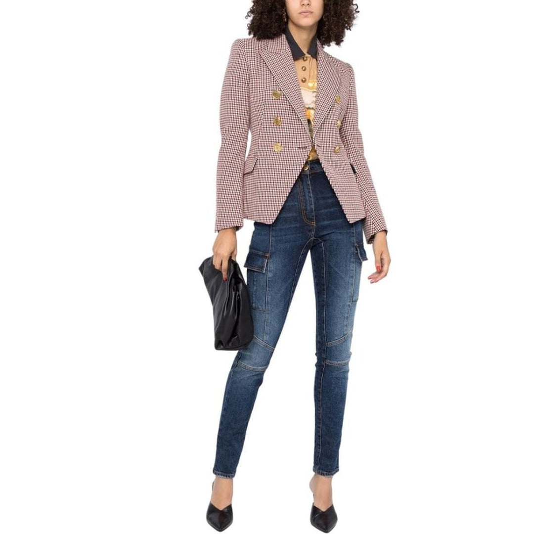 Houndstooth Double-breasted Wool Blazer