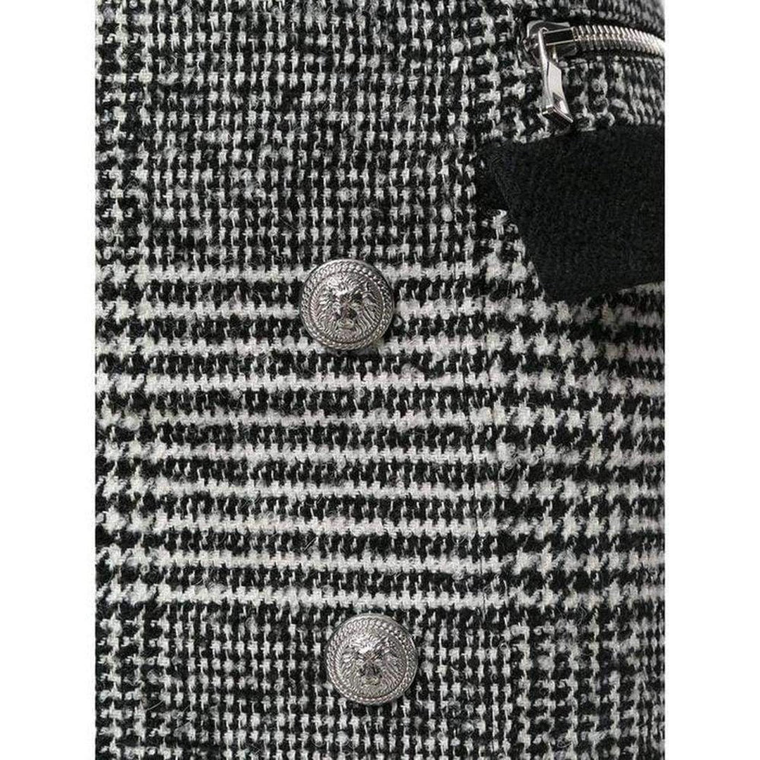 Houndstooth High-Rise Wool-Blend Mini Skirt
