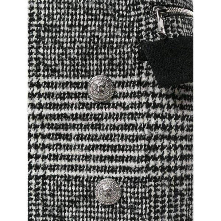 Houndstooth High-Rise Wool-Blend Mini Skirt