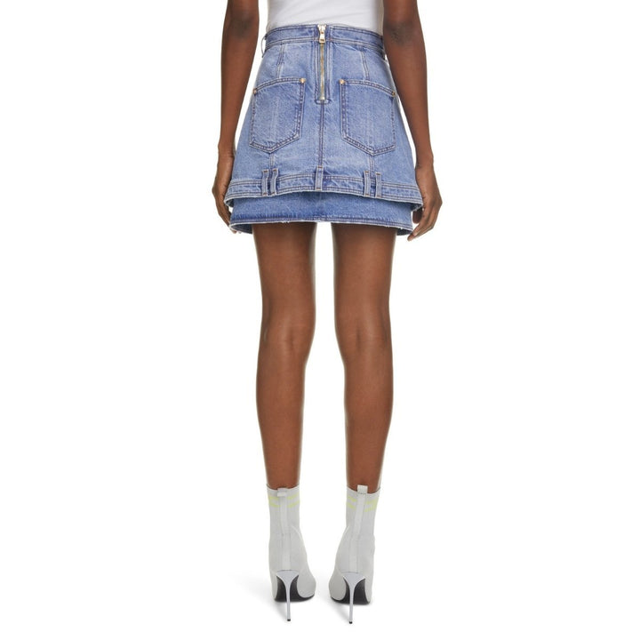 Inverted Layer Denim Mini Skirt