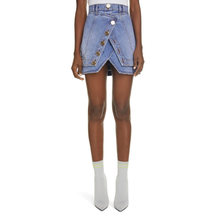 Inverted Layer Denim Mini Skirt