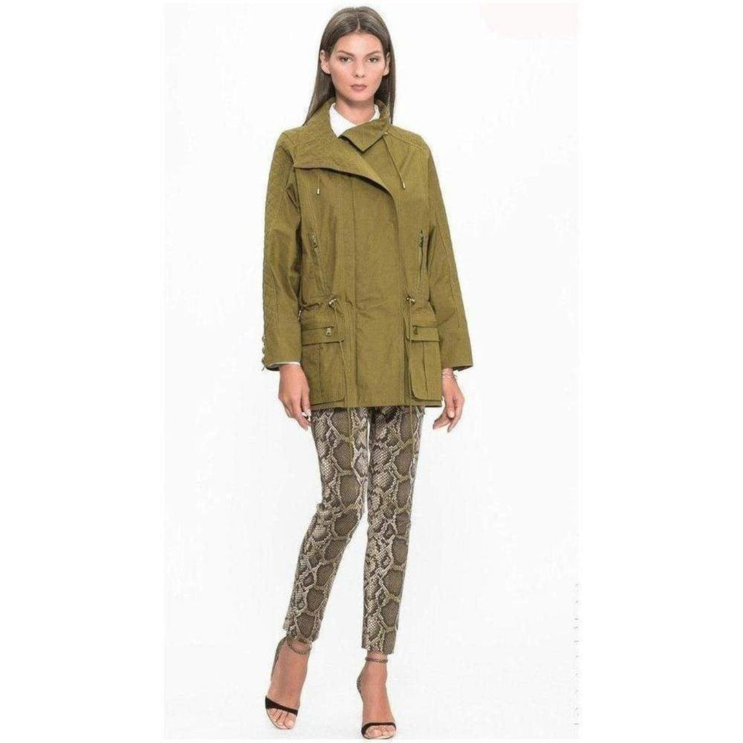 Khaki Quilted Dolman Sleeve Safari Trench Coat