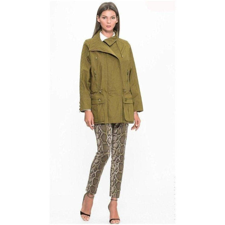 Khaki Quilted Dolman Sleeve Safari Trench Coat