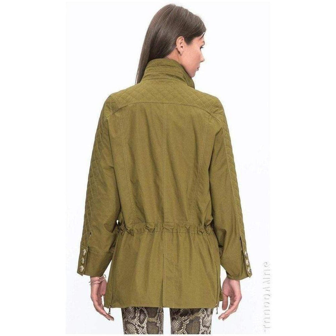 Khaki Quilted Dolman Sleeve Safari Trench Coat