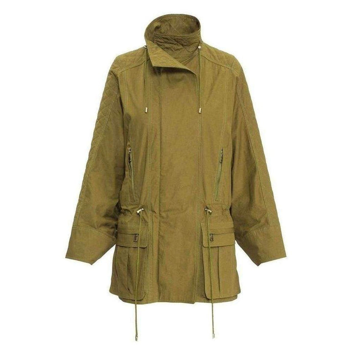 Balmain-Khaki Quilted Dolman Sleeve Safari Trench Coat - Runway Catalog