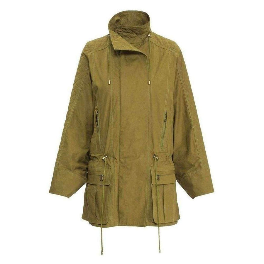 Balmain-Khaki Quilted Dolman Sleeve Safari Trench Coat - Runway Catalog