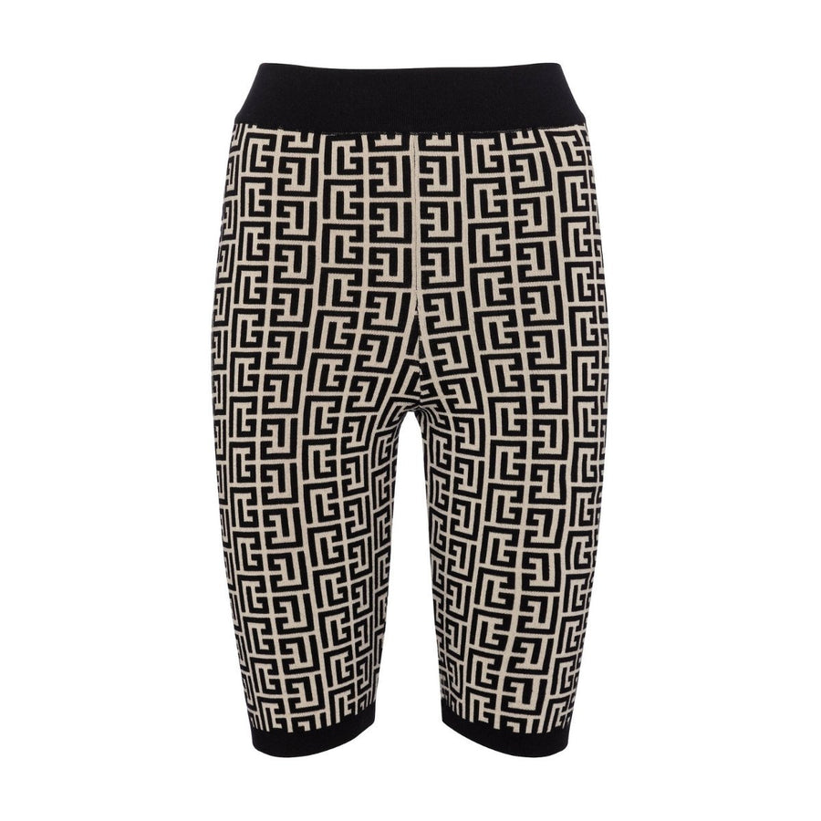 Balmain-Logo Jacquard Biker Shorts - Runway Catalog