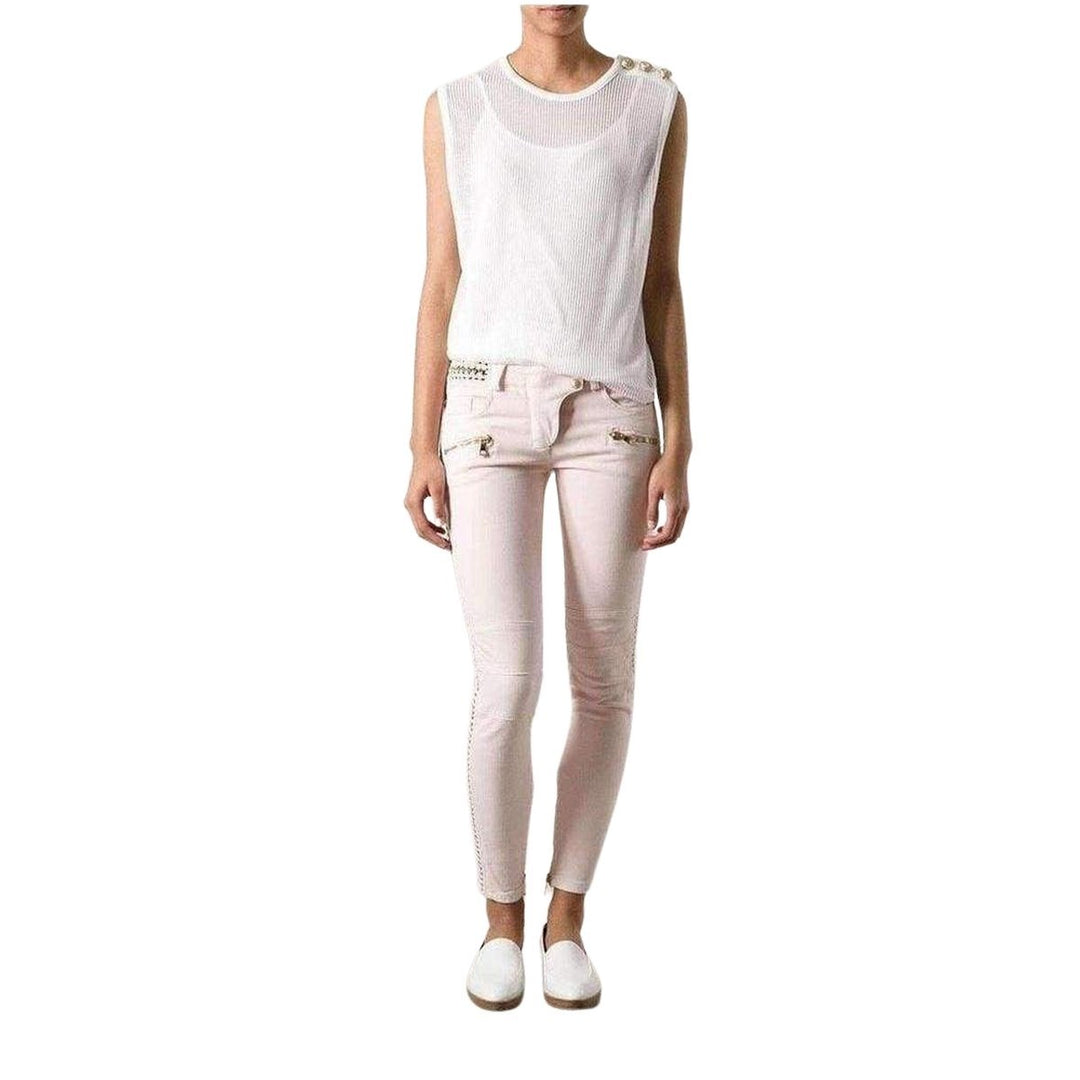 Low Rise Lace Chains Biker Jeans