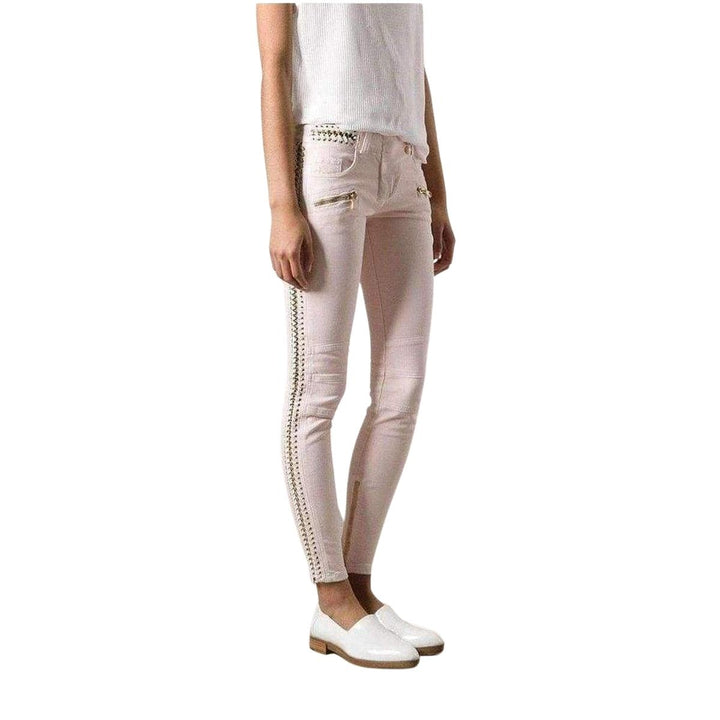 Low Rise Lace Chains Biker Jeans