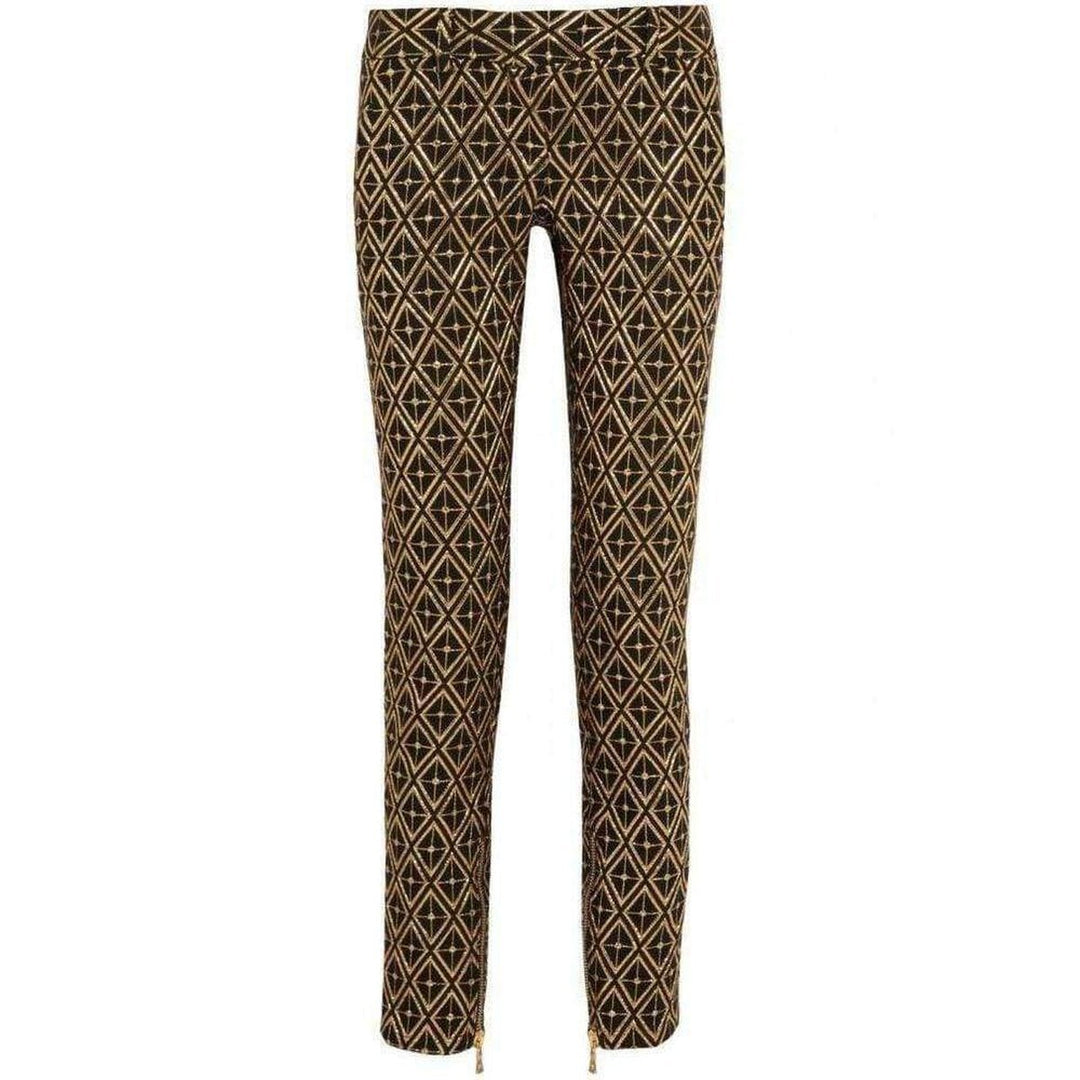 Balmain-Metallic jacquard skinny pants - Runway Catalog