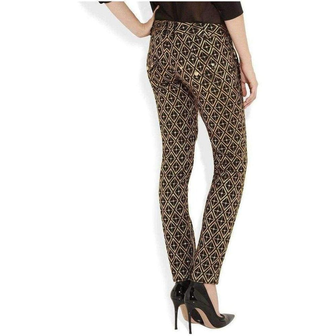 Metallic jacquard skinny pants